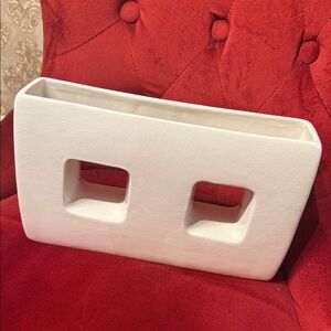 White Rectangular Vase with Square Cutouts 11*7»